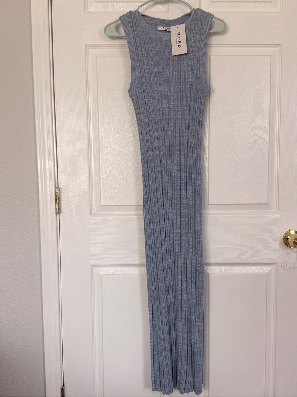 Blue Ribbed Knit Dress